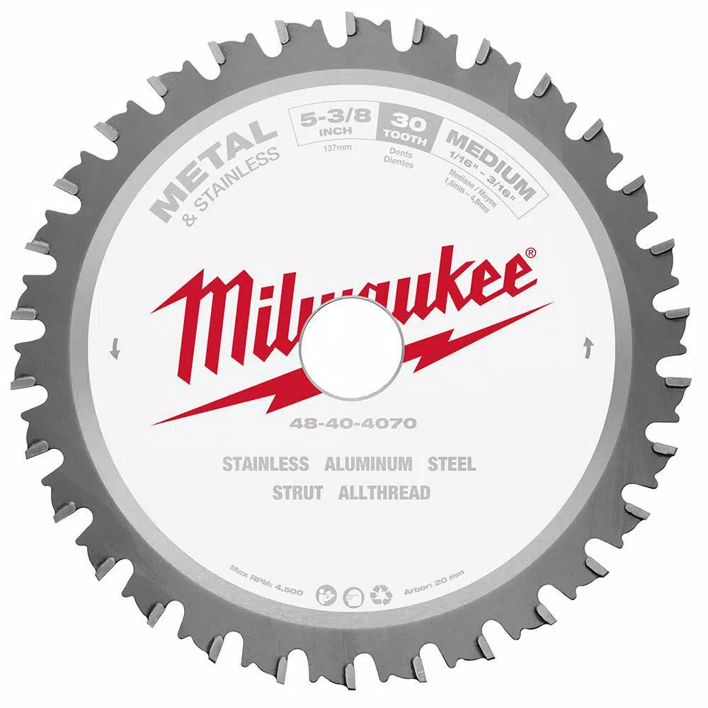 Buy 👏 Milwaukee 5-3/8 In. X 30 Teeth Metal & Stainless Cutting Circular Saw Blade 🎉