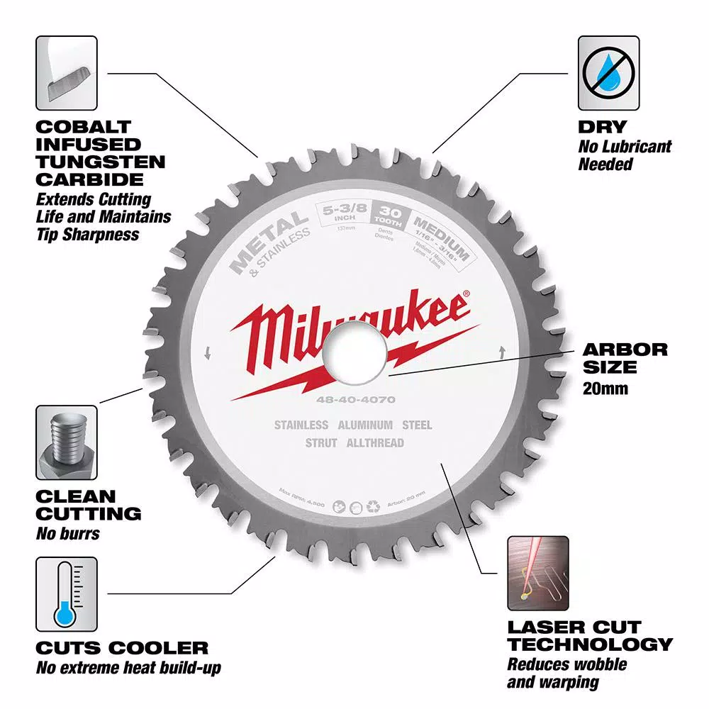 Buy ๐ Milwaukee 5-3/8 In. X 30 Teeth Metal & Stainless Cutting Circular Saw Blade ๐ 5 Buy ๐ Milwaukee 5-3/8 In. X 30 Teeth Metal & Stainless Cutting Circular Saw Blade ๐ - Image 3