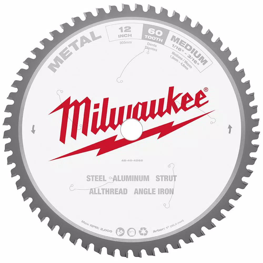 Hot Sale 🥰 Milwaukee 12 In. X 60 Carbide Teeth Metal Cutting Circular Saw Blade 🌟
