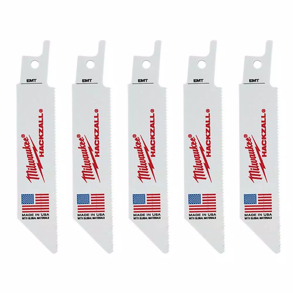 Brand new 🔥 Milwaukee 4 In. 14 Teeth Per In. EMT Cutting HACKZALL Reciprocating Saw Blades (5 Pack) 🎁