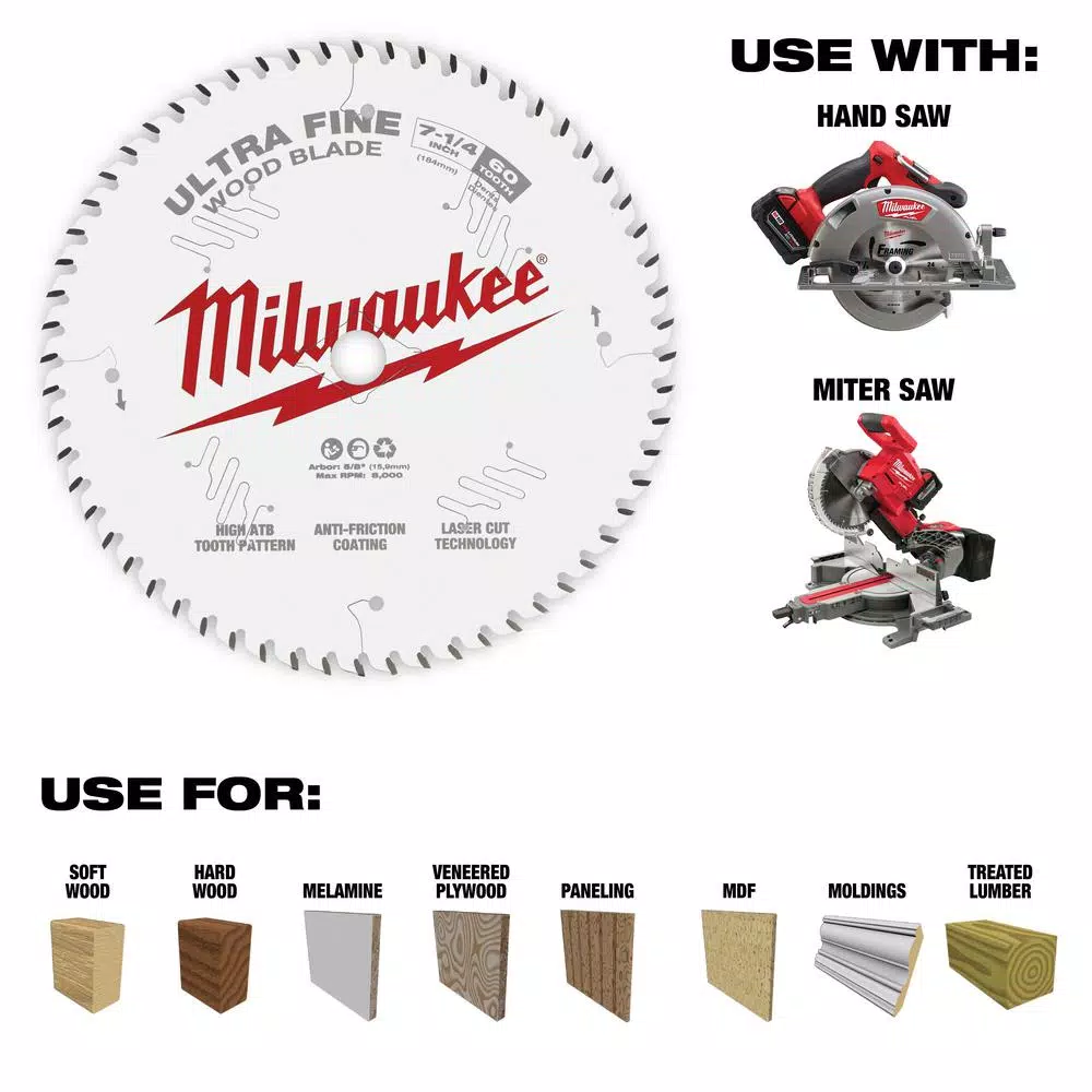 Budget 🎁 Milwaukee 7-1/4 In. X 60-Tooth Ultra Fine Finish Circular Saw Blade 🔥