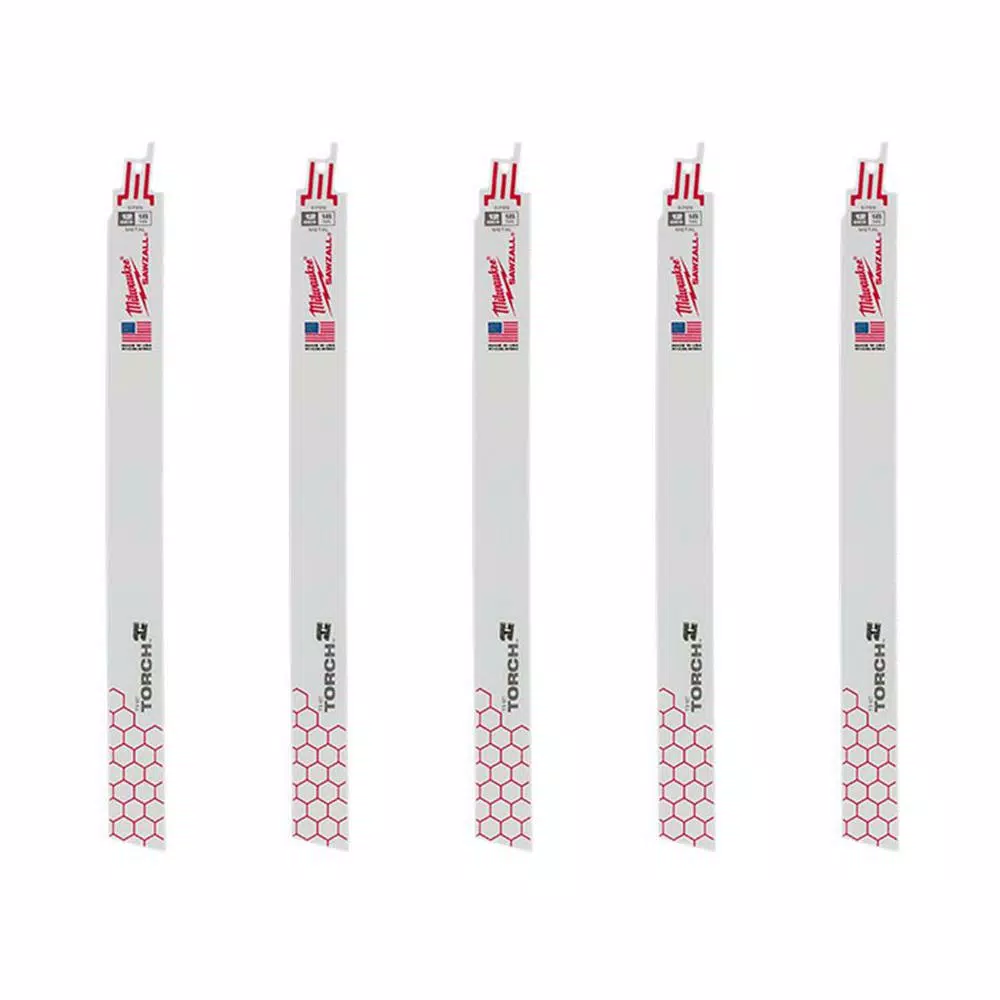 Buy 🧨 Milwaukee 12 In. 18 TPI Torch Medium Metal Cutting SAWZALL Reciprocating Saw Blades (5-Pack) 💯