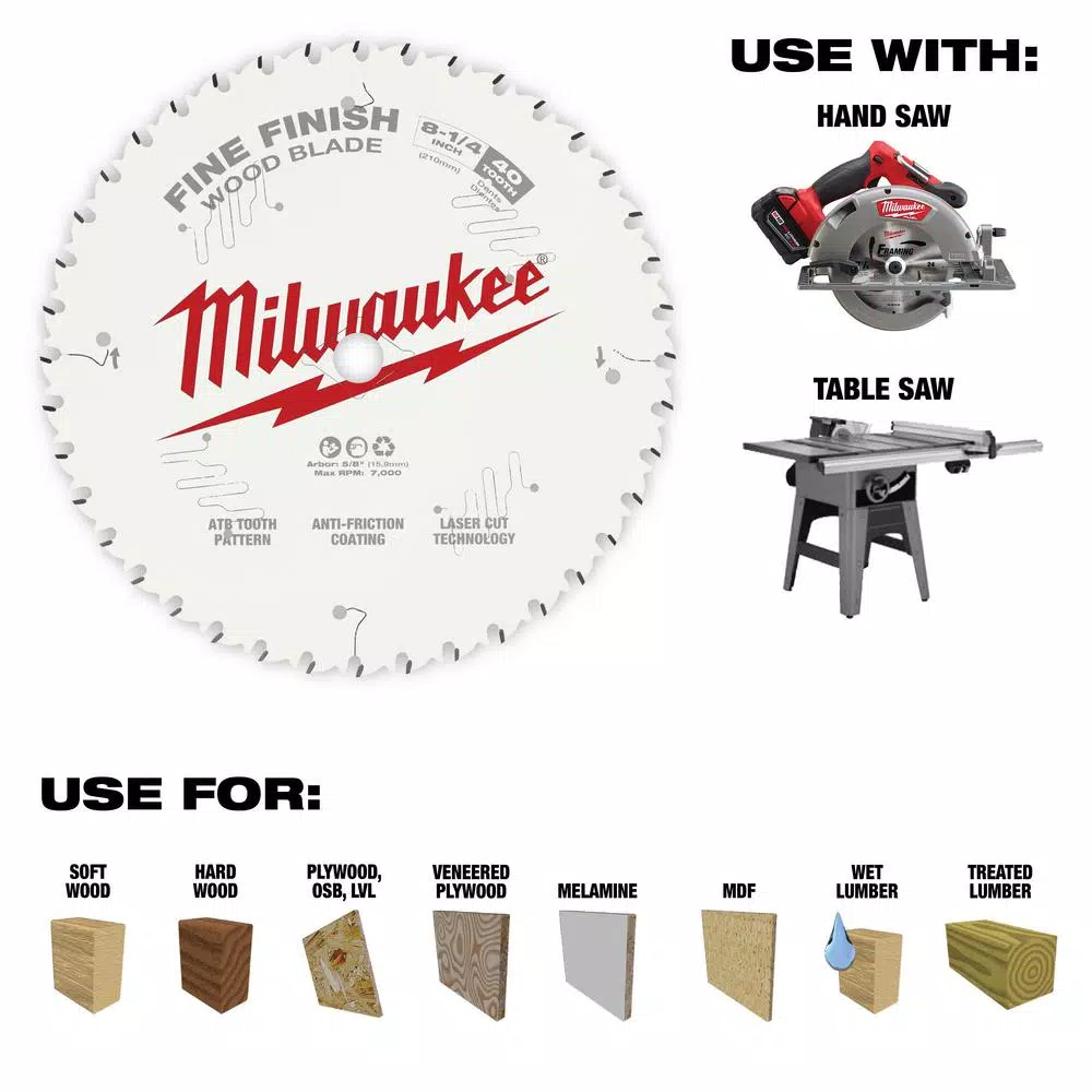 Brand new 🔔 Milwaukee 8-1/4 In. X 40-Tooth Fine Finish Circular Saw Blade 😉 10 Brand new 🔔 Milwaukee 8-1/4 In. X 40-Tooth Fine Finish Circular Saw Blade 😉 - Image 8
