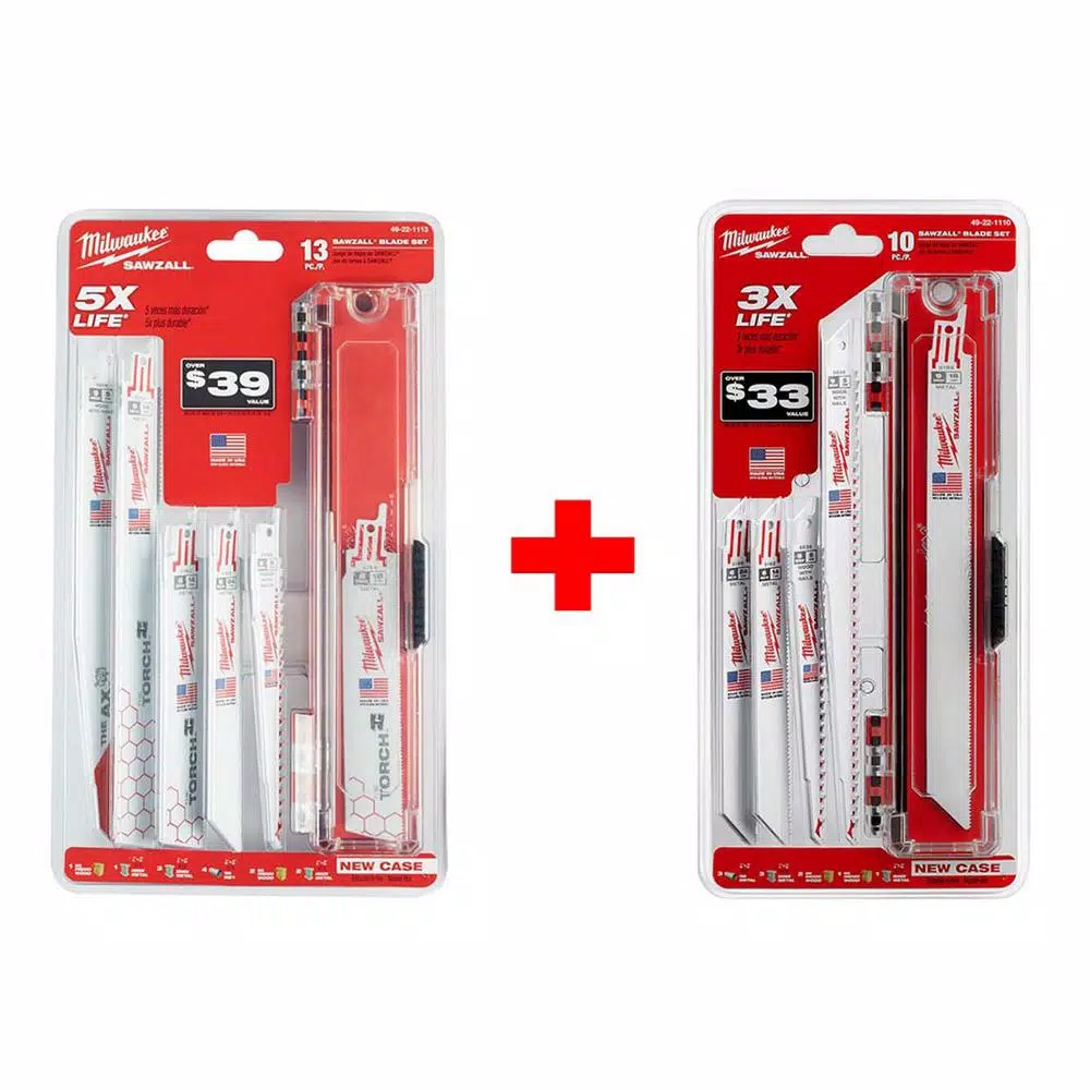 Best deal 👏 Milwaukee Sawzall Demolition Reciprocating Blades Assortment (13-Pack) With Free Sawzall Blade Set (10-Piece) 👏