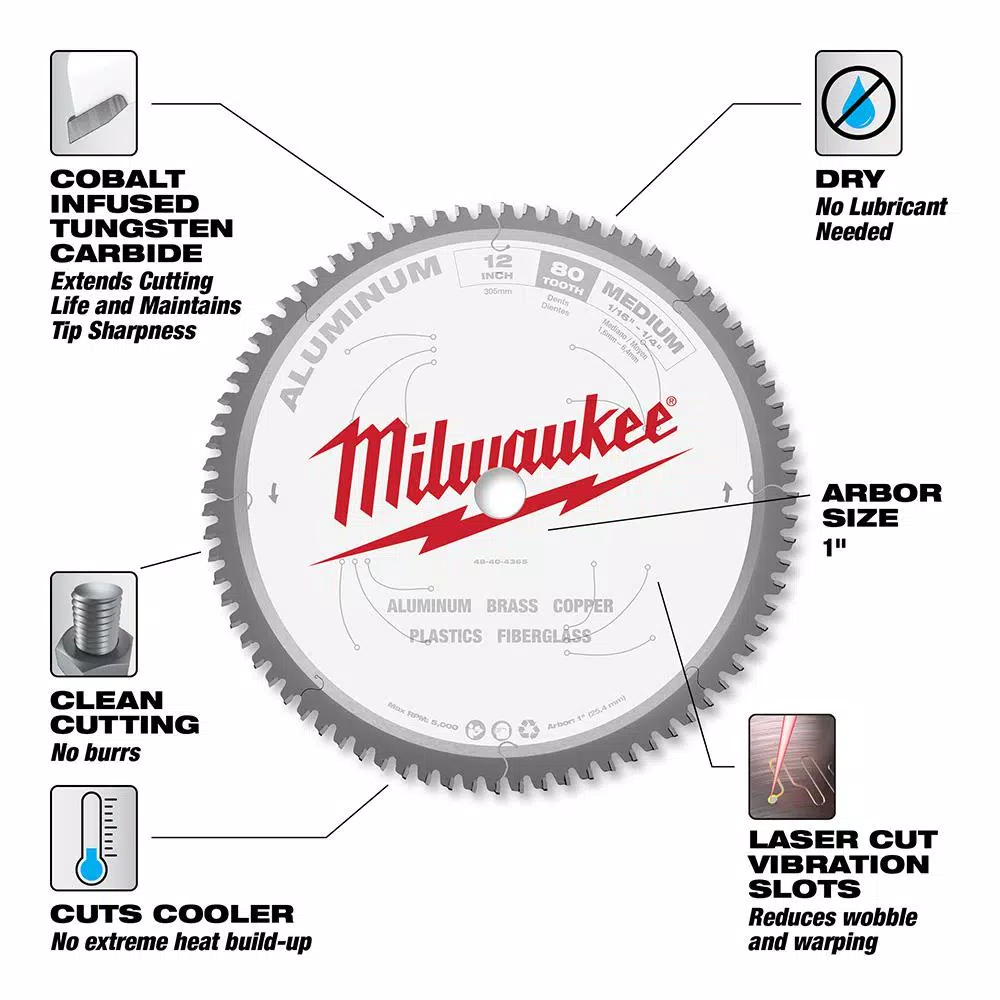 Discount π Milwaukee 12 In. X 80 Carbide Teeth Aluminum Cutting Circular Saw Blade π₯° 5 Discount π Milwaukee 12 In. X 80 Carbide Teeth Aluminum Cutting Circular Saw Blade π₯° - Image 3