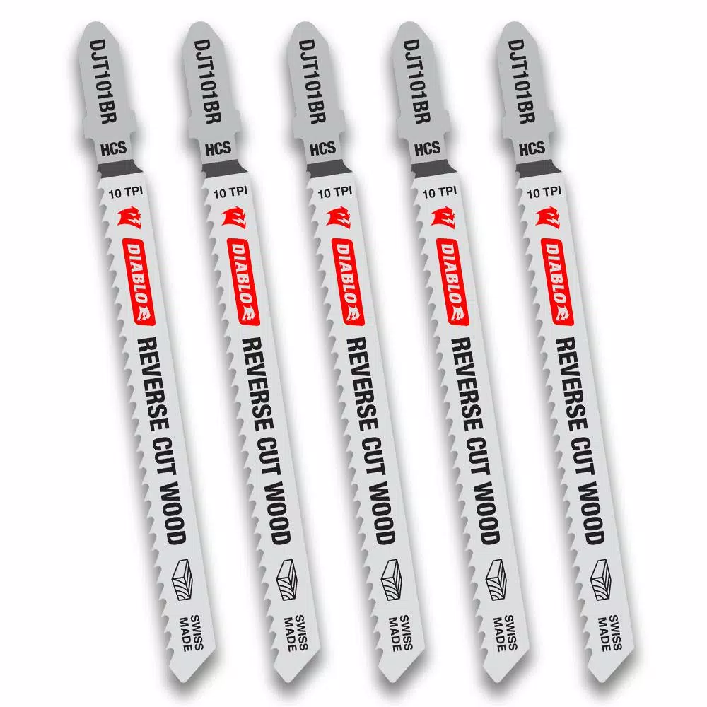 Brand new 🎁 DIABLO 4 In. X 10 TPI HCS Reverse Cut Wood Jigsaw Blade (5-Pack) ❤️