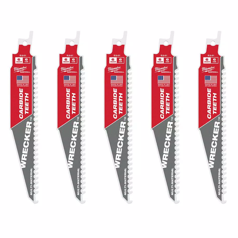 Hot Sale 🎁 Milwaukee 6 In. 6 TPI WRECKER Carbide Teeth Multi-Material Cutting SAWZALL Reciprocating Saw Blade (5-Pack) 🛒 7 Hot Sale 🎁 Milwaukee 6 In. 6 TPI WRECKER Carbide Teeth Multi-Material Cutting SAWZALL Reciprocating Saw Blade (5-Pack) 🛒 - Image 5