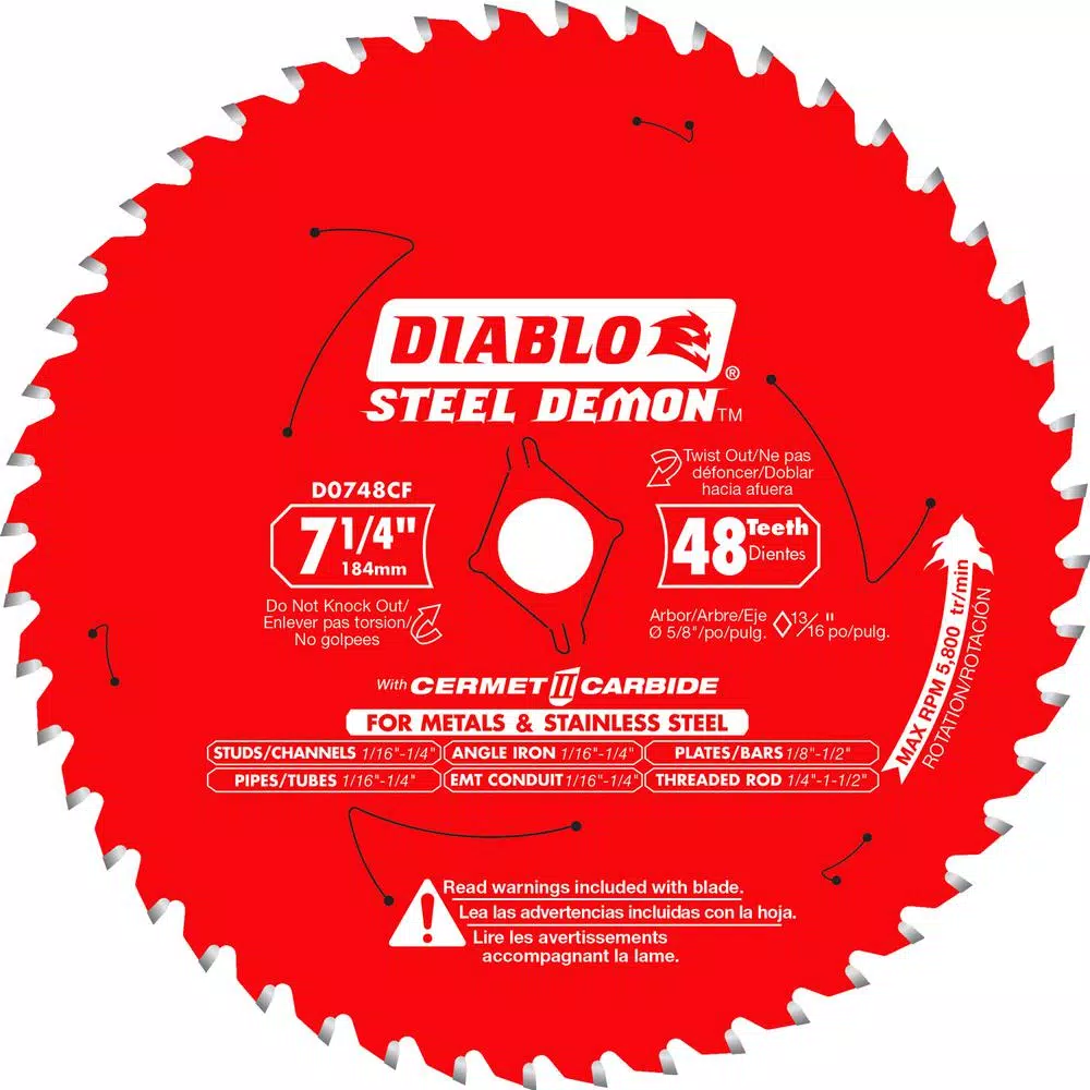New ❤️ DIABLO 7-1/4 In. X 48-TPI Cermet Steel Demon Ferrous Metal Cutting Saw Blade 👍