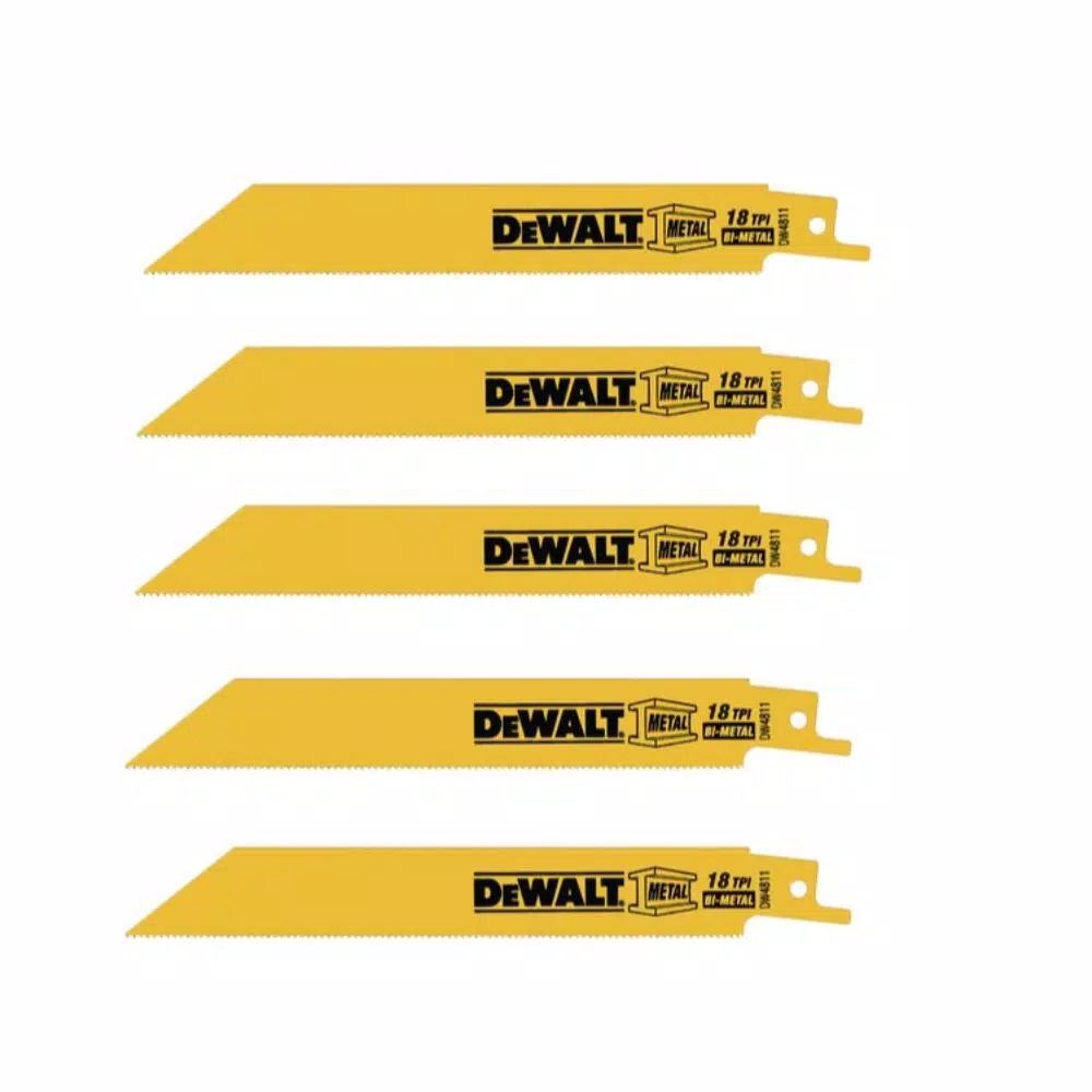 Top 10 ๐คฉ DEWALT 6 In. 18 Teeth Per In. Straight Back Bi-Metal Reciprocating Saw Blade (5-Pack) ๐