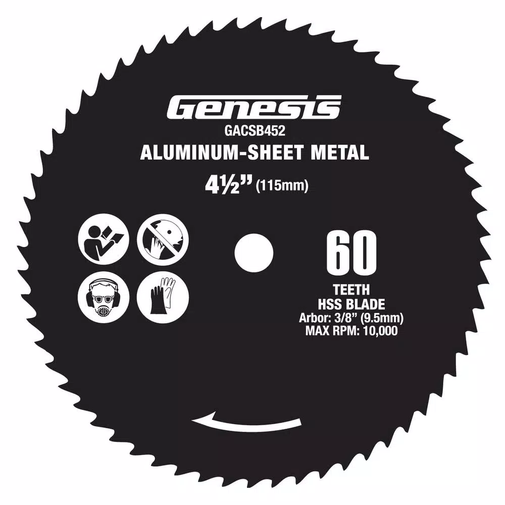 Brand new 😍 Genesis 4 1/2 In. 60-Teeth High Speed Steel Circular Saw Blade For Aluminum And Sheet Metal 🎁