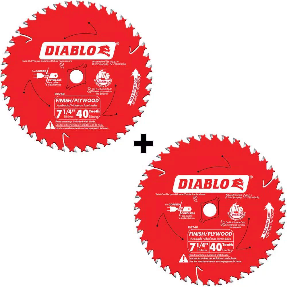 New 👏 DIABLO 7-1/4 In. X 40-Tooth Finish Saw Blade (2-Pack) 🎉