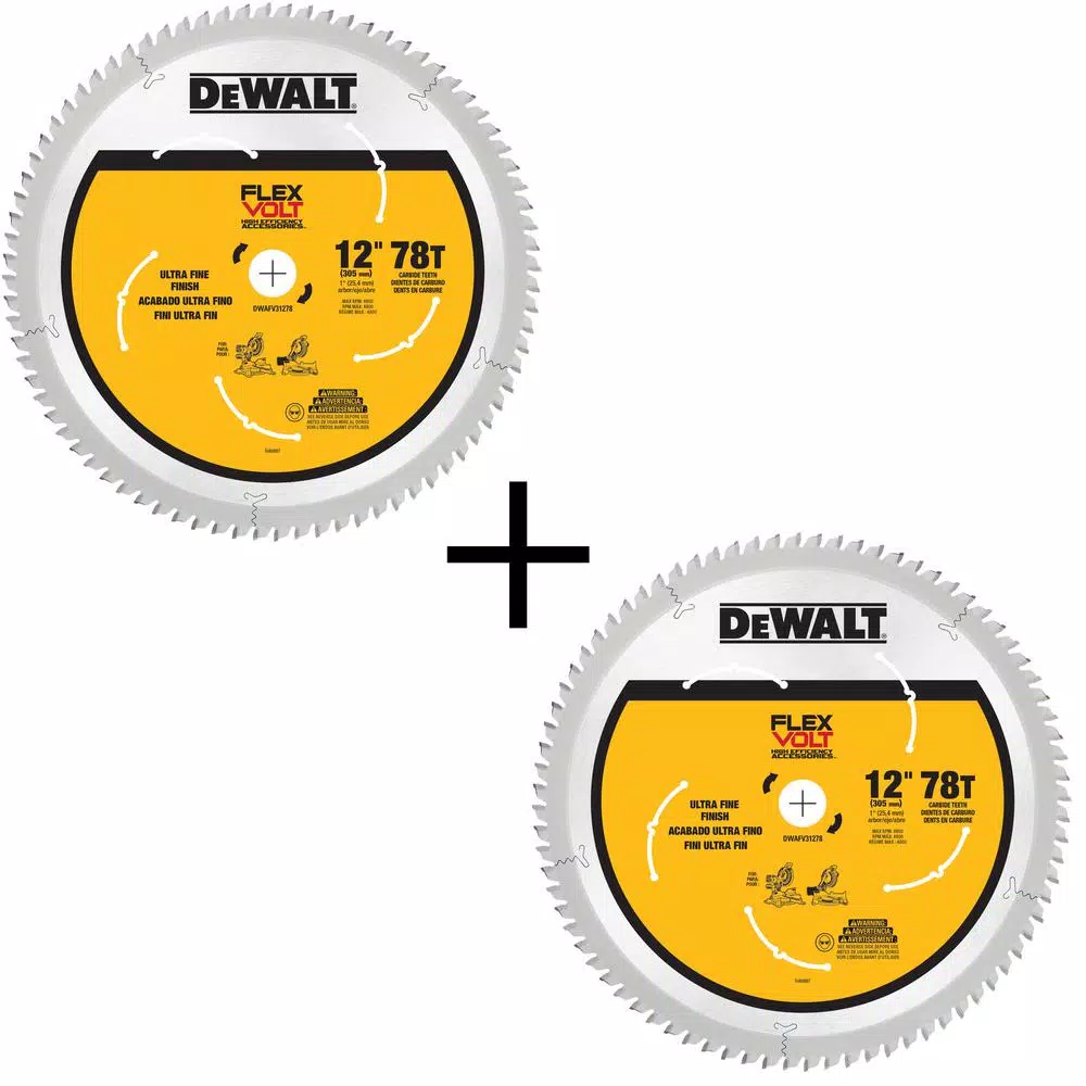 Discount 😀 DEWALT FLEXVOLT 12 In. 78-Teeth Carbide-Tipped Miter Saw Blade (2-Pack) 🛒