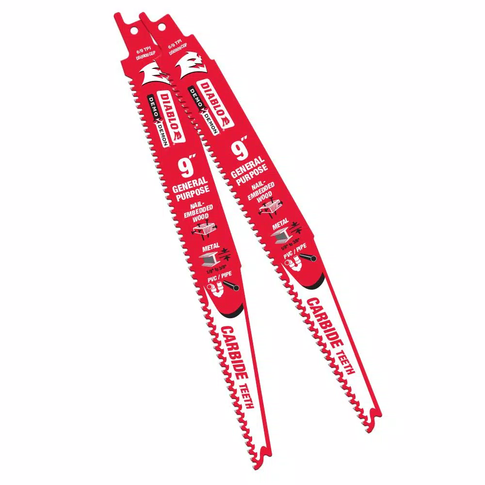 Wholesale 😀 DIABLO 9 In. 9 TPI Demo Demon Carbide General Purpose Reciprocating Saw Blade (2-Pack) 🧨