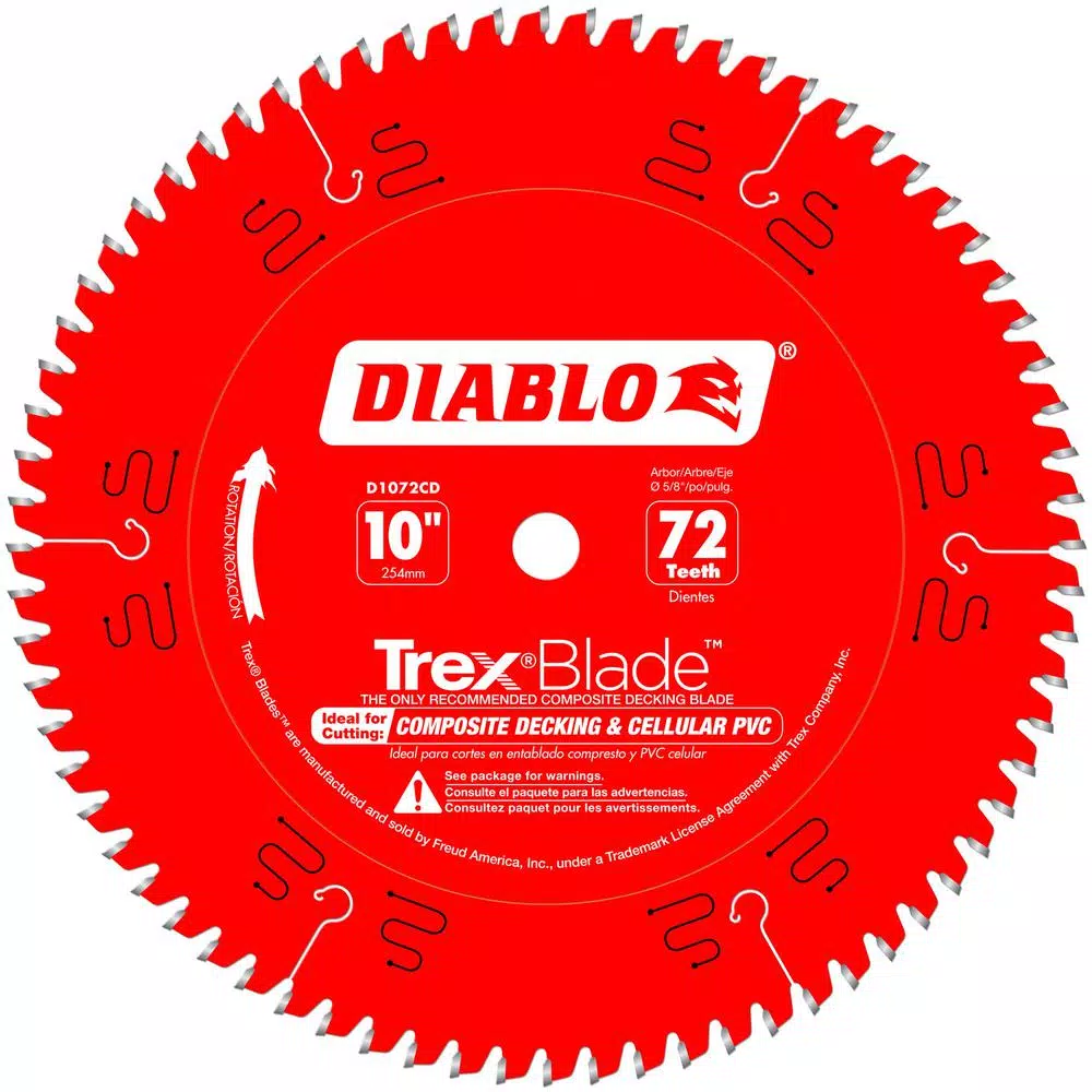 Top 10 🔔 DIABLO 10 In. X 72-Tooth Trex/Composite Material Cutting Saw Blade 🔥