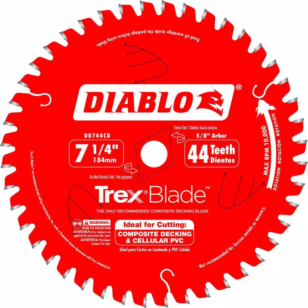 Deals 🔔 DIABLO 7-1/4 In. X 44-Tooth Trex/Composite Material Cutting Saw Blade 🔔 3 Deals 🔔 DIABLO 7-1/4 In. X 44-Tooth Trex/Composite Material Cutting Saw Blade 🔔