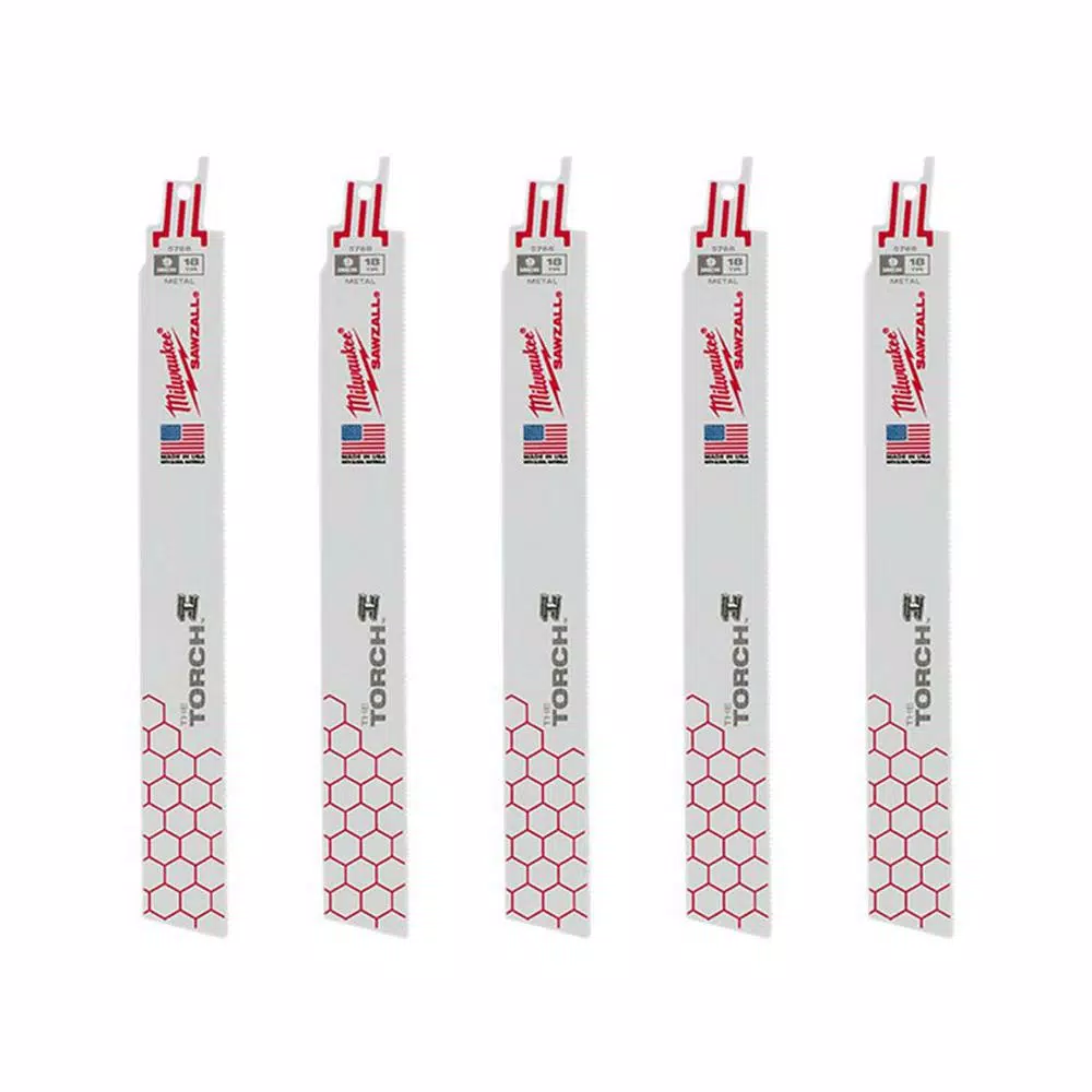 Cheapest ❤️ Milwaukee 9 In. 18 TPI Torch Medium Metal Cutting SAWZALL Reciprocating Saw Blades (5-Pack) 💯