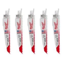 Hot Sale ❤️ Milwaukee 6 In. 5 TPI AX Nail Embedded Wood Cutting SAWZALL Reciprocating Saw Blades (5-Pack) 👏