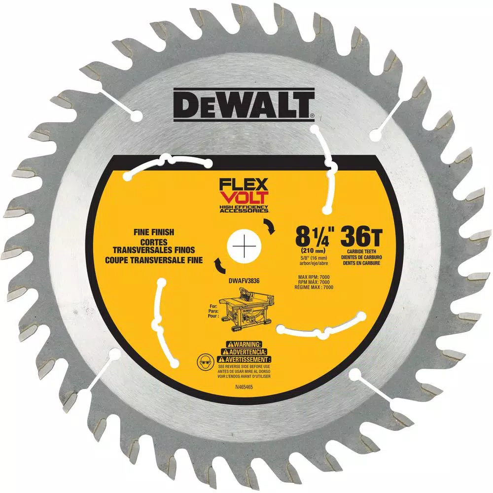 Flash Sale β DEWALT FLEXVOLT 8-1/4 In. 36-Teeth Carbide-Tipped Table Saw Blade π― 3 Flash Sale β DEWALT FLEXVOLT 8-1/4 In. 36-Teeth Carbide-Tipped Table Saw Blade π―