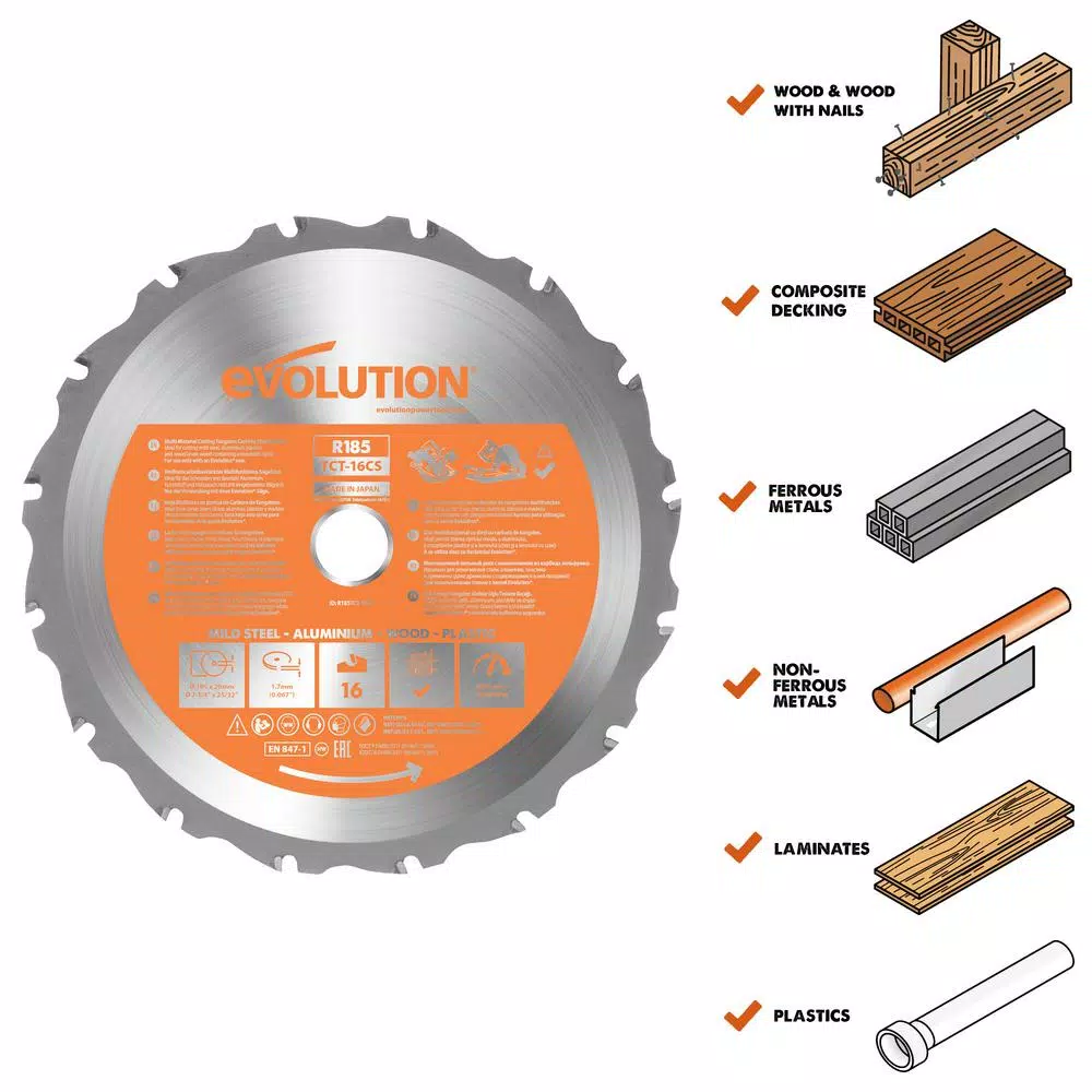 Promo 🤩 Evolution Power Tools 7-1/4 In. 20-T Multi-Material Replacement Circular And Chop Saw Blade ✨ 4 Promo 🤩 Evolution Power Tools 7-1/4 In. 20-T Multi-Material Replacement Circular And Chop Saw Blade ✨ - Image 2