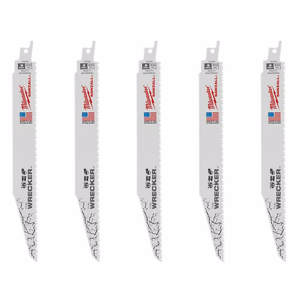 Buy ⭐ Milwaukee 9 In. 7/11 Teeth Per In. WRECKER Demolition Mutli-Material Cutting SAWZALL Reciprocating Saw Blades (5 Pack) 🥰 3 Buy ⭐ Milwaukee 9 In. 7/11 Teeth Per In. WRECKER Demolition Mutli-Material Cutting SAWZALL Reciprocating Saw Blades (5 Pack) 🥰