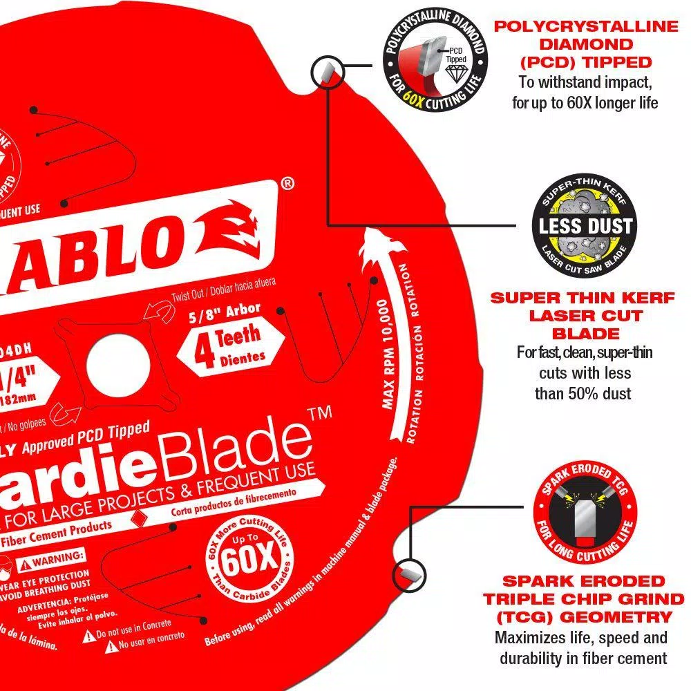 Coupon ๐ DIABLO 7-1/4 In. X 4-Teeth Polycrystalline Diamond (PCD) Tipped James Hardie/Fiber Cement Saw Blade ๐ 6 Coupon ๐ DIABLO 7-1/4 In. X 4-Teeth Polycrystalline Diamond (PCD) Tipped James Hardie/Fiber Cement Saw Blade ๐ - Image 4