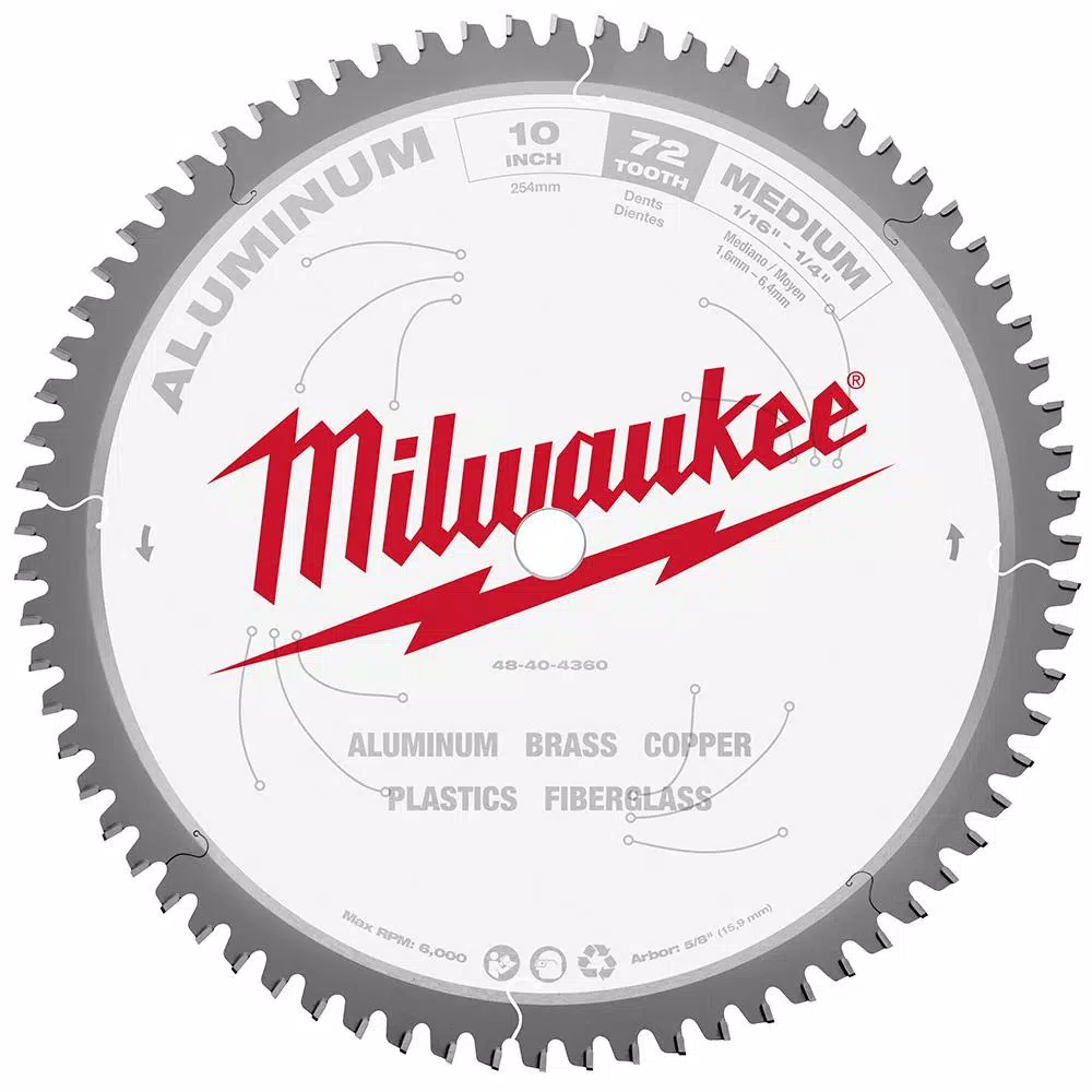 Promo 🥰 Milwaukee 10 In. X 72 Carbide Teeth Aluminum Cutting Circular Saw Blade ⌛