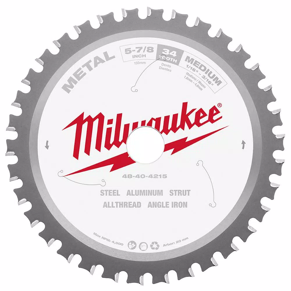 Best deal 🎉 Milwaukee 5-7/8 In. X 34 Carbide Teeth Metal Cutting Circular Saw Blade 👏