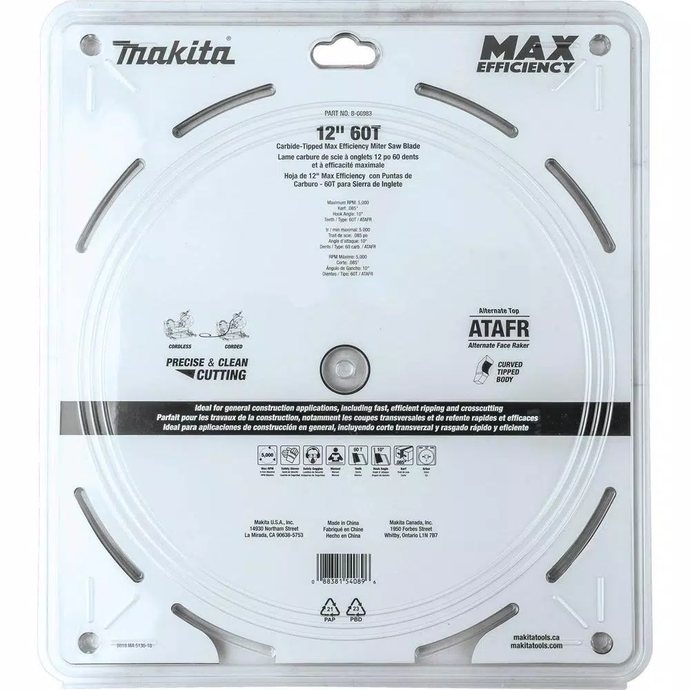 Top 10 ๐งจ Makita 12 In. 60T Carbide-Tipped Max Efficiency Miter Saw Blade ๐ 10 Top 10 ๐งจ Makita 12 In. 60T Carbide-Tipped Max Efficiency Miter Saw Blade ๐ - Image 8