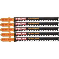 Promo β Hilti 3 In. 6 TPI WD 77 4 High Carbon Steel T-Shank Premium Jig Saw Blade For Cutting Wood Up To 50 Mm Thick (5-Pack) β¨