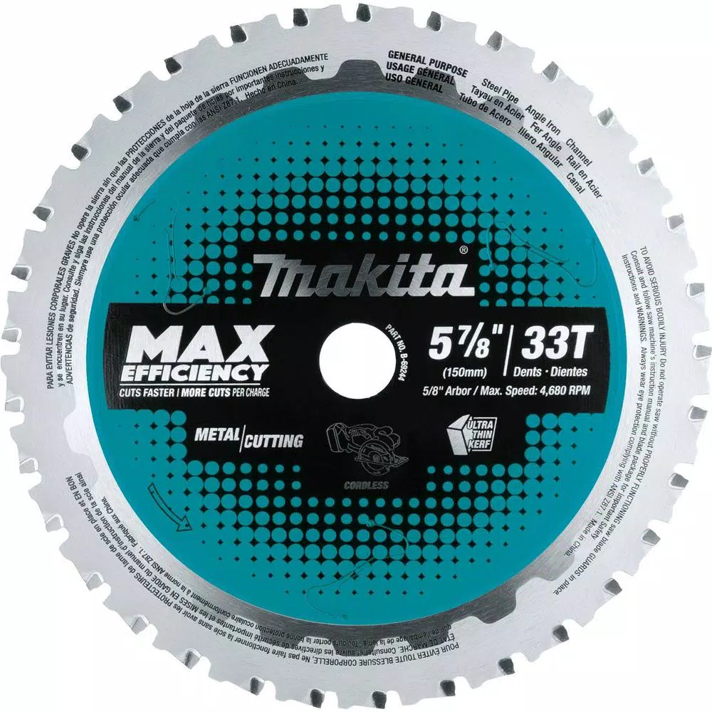 Brand new 👍 Makita 5-7/8 In. 33T Carbide-Tipped Max Efficiency Saw Blade, Metal/General Purpose 👍 3 Brand new 👍 Makita 5-7/8 In. 33T Carbide-Tipped Max Efficiency Saw Blade, Metal/General Purpose 👍