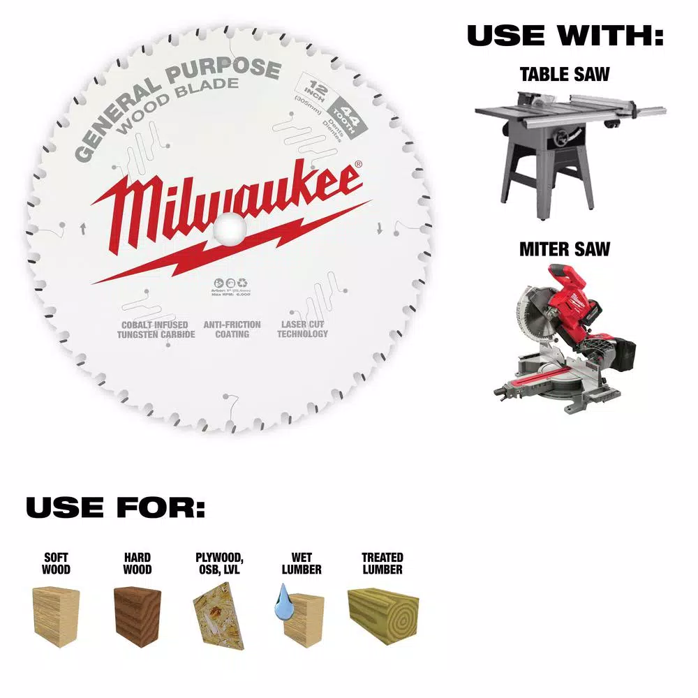 Best Sale 💯 Milwaukee 12 In. X 44-Tooth General Purpose Circular Saw Blade 💯 10 Best Sale 💯 Milwaukee 12 In. X 44-Tooth General Purpose Circular Saw Blade 💯 - Image 8