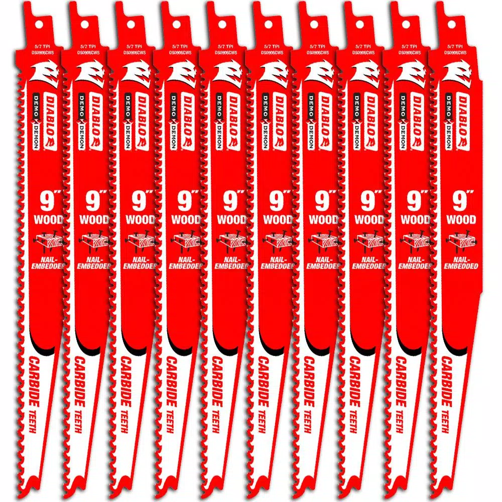 Wholesale ✨ DIABLO 9 In. 5/7 TPI Demo Demon Carbide Teeth Reciprocating Saw Blade For Nail-Embedded Wood (10-Pack) 😍 3 Wholesale ✨ DIABLO 9 In. 5/7 TPI Demo Demon Carbide Teeth Reciprocating Saw Blade For Nail-Embedded Wood (10-Pack) 😍