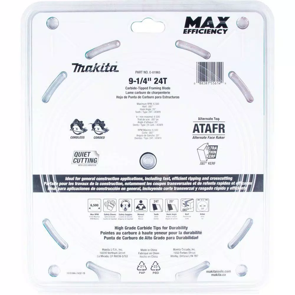 Top 10 โ๏ธ Makita 9-1/4 In. 24T Carbide-Tipped Max Efficiency Ultra-Thin Kerf Circular Saw Blade, Framing ๐ 6 Top 10 โ๏ธ Makita 9-1/4 In. 24T Carbide-Tipped Max Efficiency Ultra-Thin Kerf Circular Saw Blade, Framing ๐ - Image 4