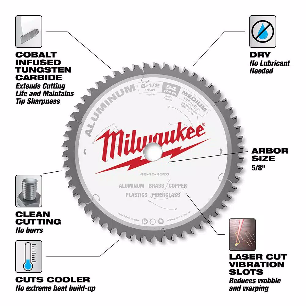 Buy π Milwaukee 6-1/2 In. X 54 Carbide Teeth Aluminum Cutting Circular Saw Blade π₯° 5 Buy π Milwaukee 6-1/2 In. X 54 Carbide Teeth Aluminum Cutting Circular Saw Blade π₯° - Image 3