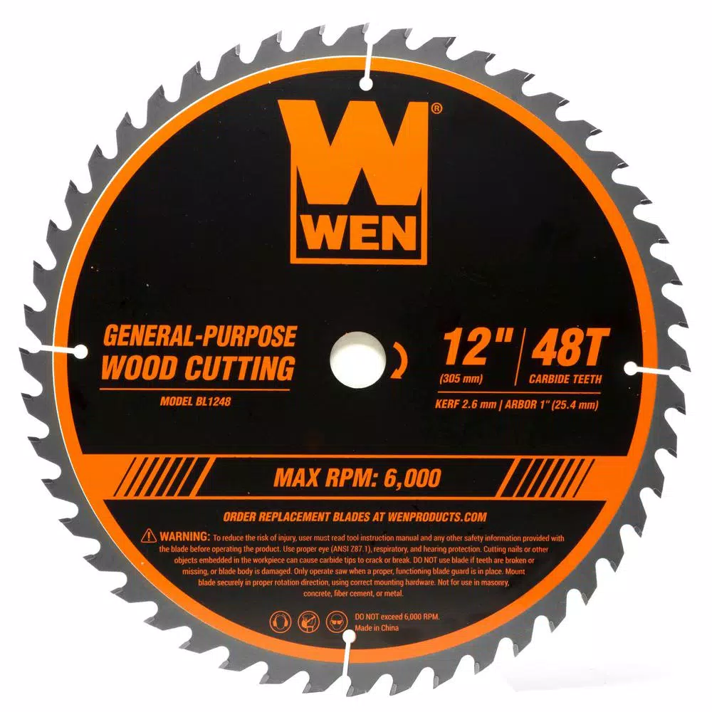 Brand new 🥰 WEN 12 In. 48-Tooth Carbide-Tipped Professional Woodworking Saw Blade For Miter Saws And Table Saws 🔔 3 Brand new 🥰 WEN 12 In. 48-Tooth Carbide-Tipped Professional Woodworking Saw Blade For Miter Saws And Table Saws 🔔