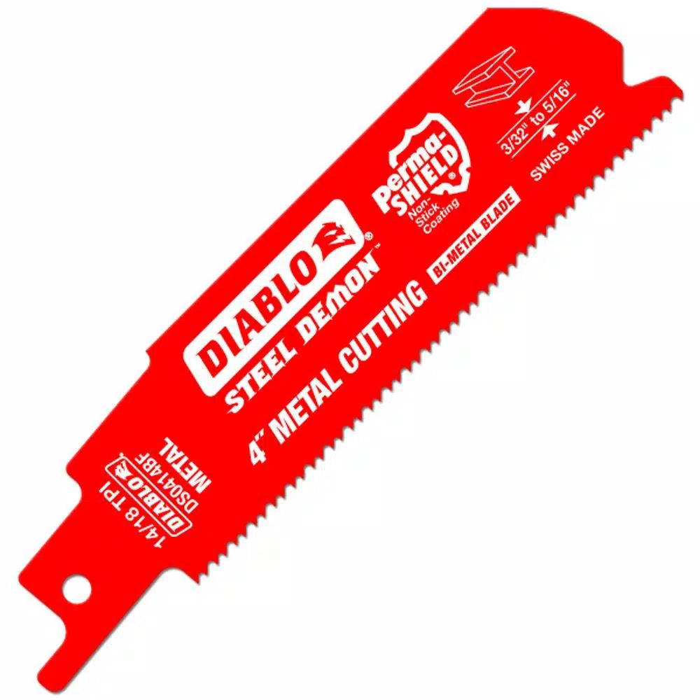 Promo π DIABLO 4 In. 14/18 Teeth Per In. Steel Demon Medium Metal Cutting Reciprocating Saw Blade (5-Pack) π 3 Promo π DIABLO 4 In. 14/18 Teeth Per In. Steel Demon Medium Metal Cutting Reciprocating Saw Blade (5-Pack) π