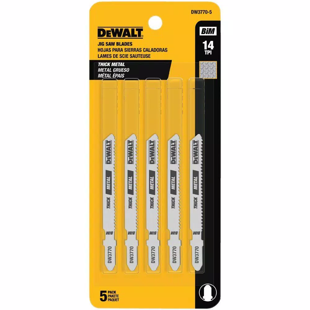Promo ⌛ DEWALT 3 In. 14 TPI Thick Metal Cutting Jig Saw Blade Bi-Metal T-Shank (5-Pack) 👍 3 Promo ⌛ DEWALT 3 In. 14 TPI Thick Metal Cutting Jig Saw Blade Bi-Metal T-Shank (5-Pack) 👍
