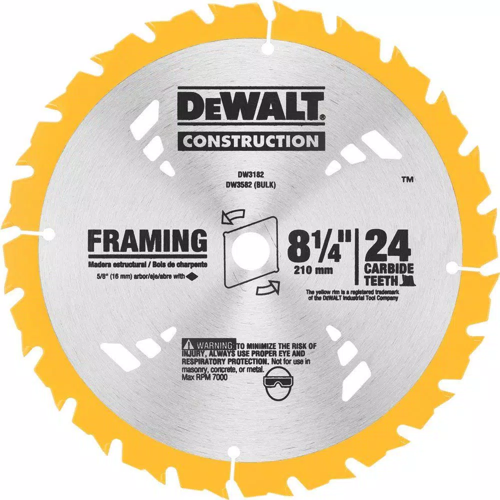 Budget π DEWALT 8-1/4 In. 24T Carbide Framing Circular Saw Blade β 3 Budget π DEWALT 8-1/4 In. 24T Carbide Framing Circular Saw Blade β
