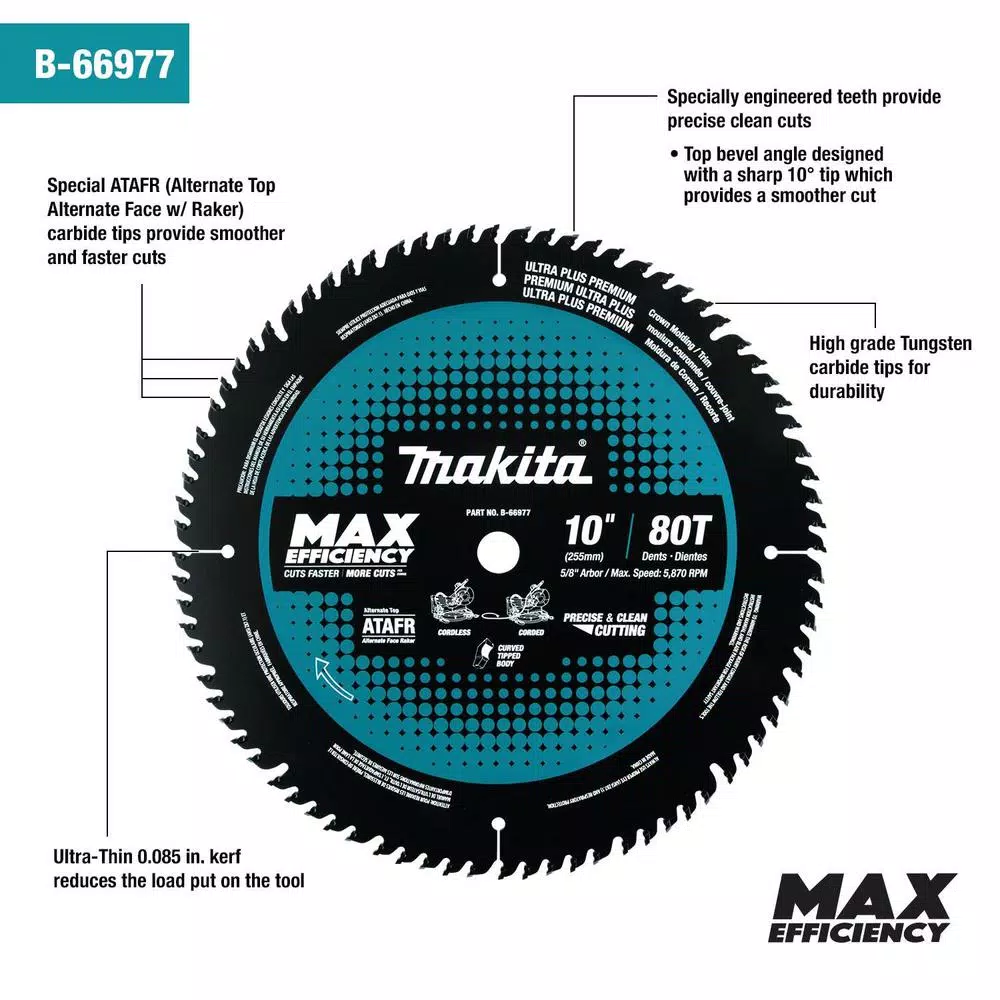 Best deal 🔥 Makita 10 In. 80T Carbide-Tipped Max Efficiency Miter Saw Blade ⭐ 4 Best deal 🔥 Makita 10 In. 80T Carbide-Tipped Max Efficiency Miter Saw Blade ⭐ - Image 2
