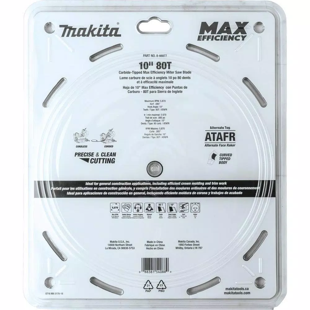 Best deal 🔥 Makita 10 In. 80T Carbide-Tipped Max Efficiency Miter Saw Blade ⭐ 10 Best deal 🔥 Makita 10 In. 80T Carbide-Tipped Max Efficiency Miter Saw Blade ⭐ - Image 8