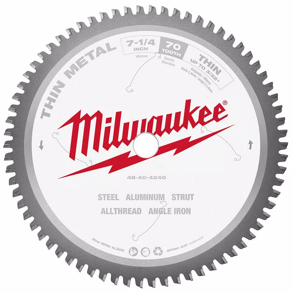 Budget 😉 Milwaukee 7-1/4 In. X 70 Carbide Teeth Thin Metal Cutting Circular Saw Blade 🛒 3 Budget 😉 Milwaukee 7-1/4 In. X 70 Carbide Teeth Thin Metal Cutting Circular Saw Blade 🛒
