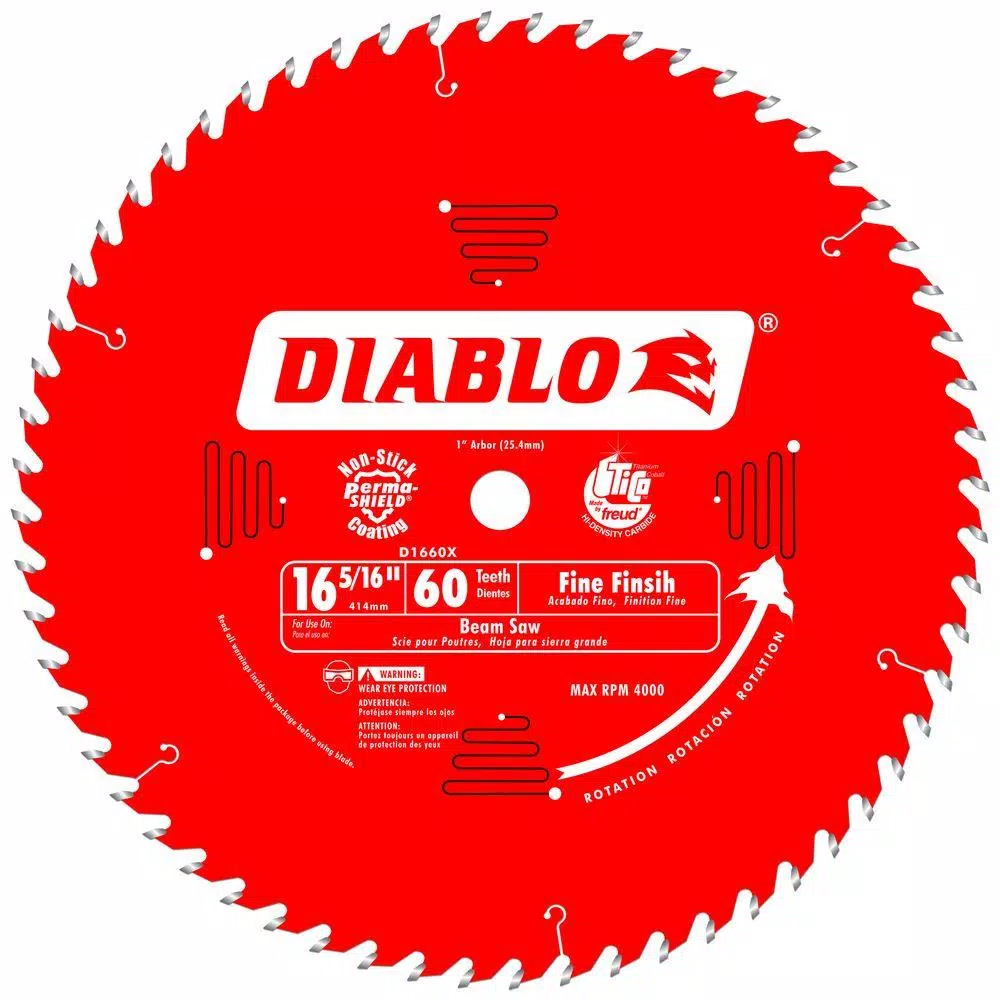Promo π DIABLO 16-5/16 In. X 60-Tooth X 1 In. Arbor Fine Finish Saw Blade For Beam Saws π 3 Promo π DIABLO 16-5/16 In. X 60-Tooth X 1 In. Arbor Fine Finish Saw Blade For Beam Saws π