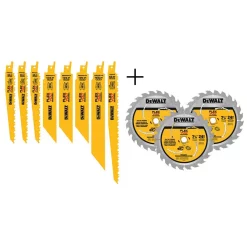 Hot Sale 🌟 DEWALT FLEXVOLT Reciprocating Saw Blade Set (8-Piece) With Bonus 7-1/4 In. 24 T Carbide-Tipped Circular Saw Blade (3-Pack) 🔔