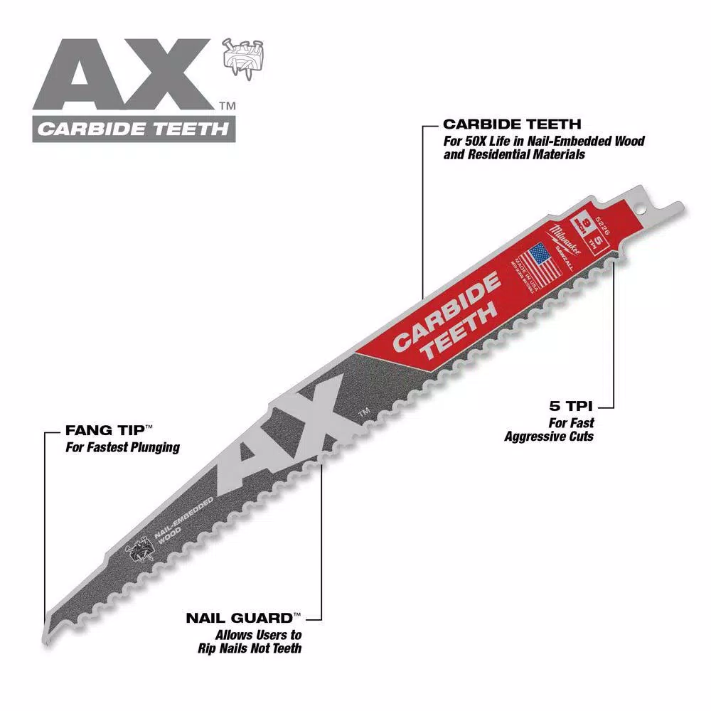 Coupon ๐ Milwaukee SAWZALL Demolition Wood And Metal Cutting Reciprocating Saw Blade Set (18-Piece) With AX Carbide Teeth Blade ๐ 7 Coupon ๐ Milwaukee SAWZALL Demolition Wood And Metal Cutting Reciprocating Saw Blade Set (18-Piece) With AX Carbide Teeth Blade ๐ - Image 5
