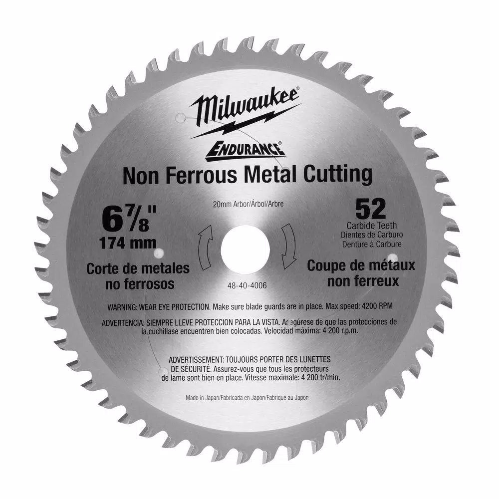 New ⭐ Milwaukee 6-7/8 In. X 52 Teeth Non-Ferrous Metal Cutting Circular Saw Blade ✔️