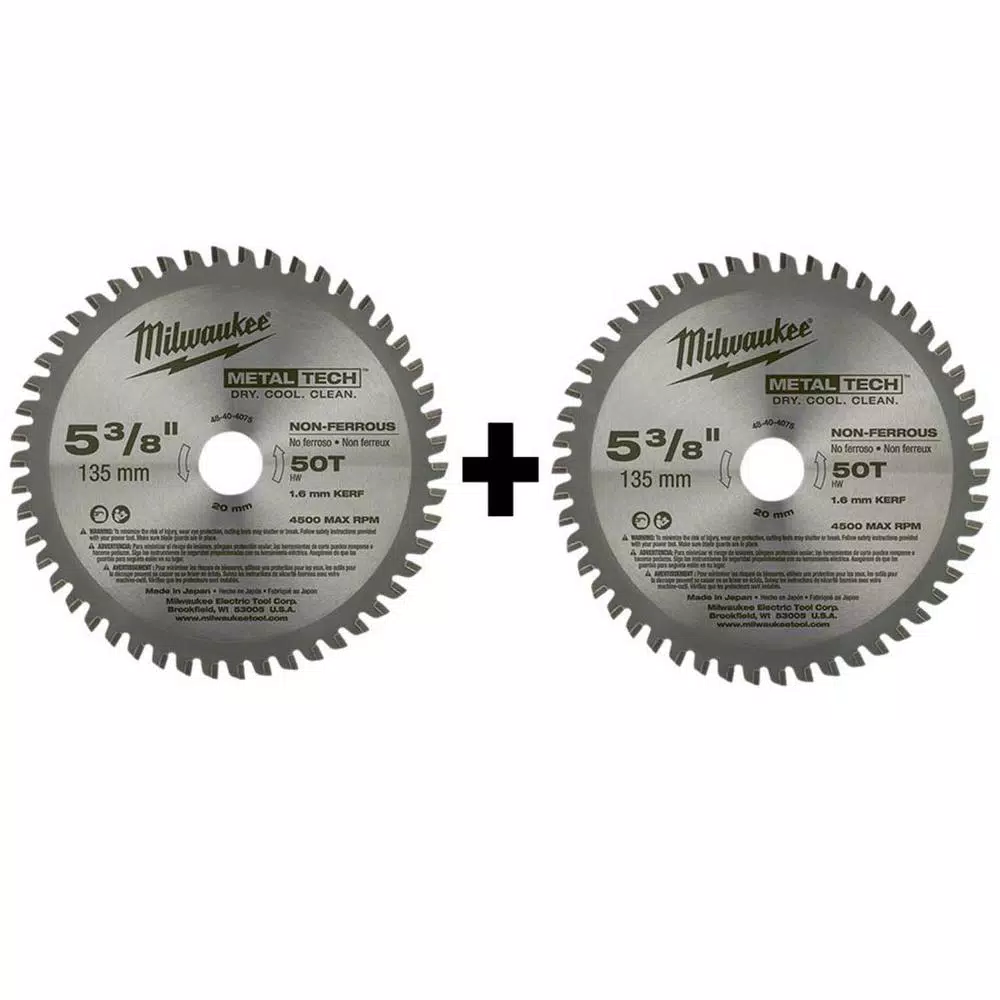 New 🧨 Milwaukee 5-3/8 In. X 30 Teeth Ferrous And 5-3/8 In. X 50 Teeth Non-Ferrous Metal Cutting Circular Saw Blade Set (2-Pack) 👏