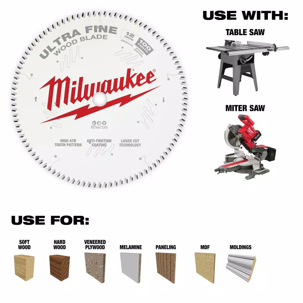 Promo 🔥 Milwaukee 12 In. X 100-Tooth Ultra Fine Finish Circular Saw Blade ✨