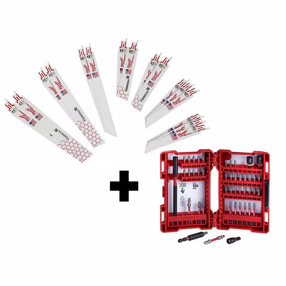 Best deal ✔️ Milwaukee SAWZALL Metal Cutting Bi-Metal Reciprocating Blade Set W/SHOCKWAVE Impact Duty Steel Driver Bit Set (61-Piece) 🎁
