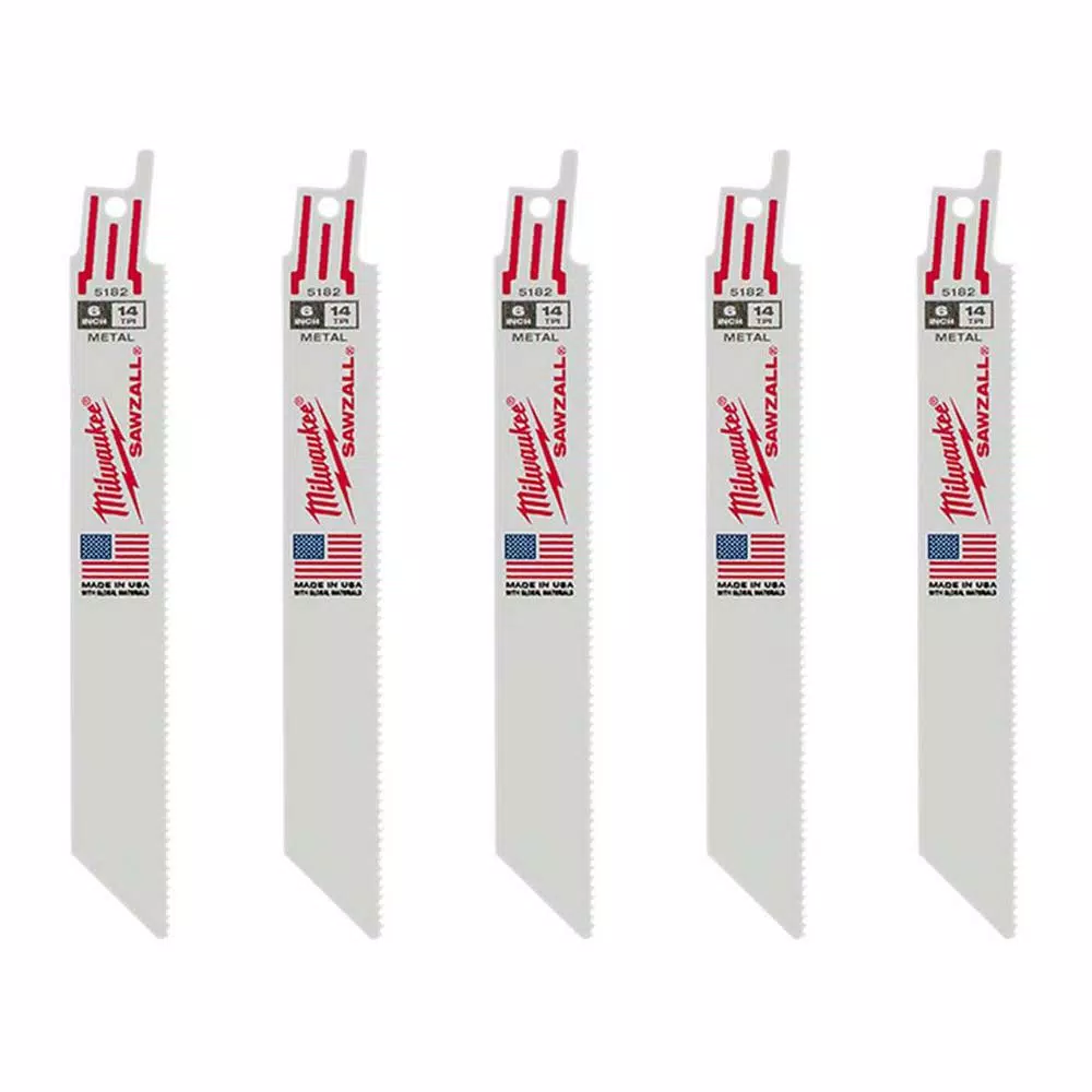 Promo 🔔 Milwaukee 6 In. 14 Teeth Per In. Medium Metal Cutting SAWZALL Reciprocating Saw Blades (5 Pack) 🥰