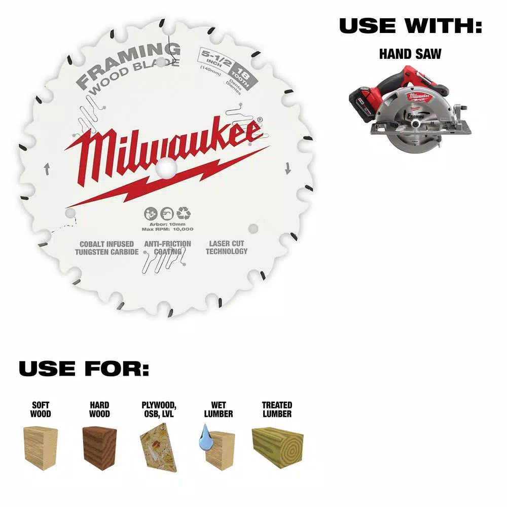 Hot Sale 😍 Milwaukee 5-1/2 In. X 18-Tooth Framing Circular Saw Blade 😀